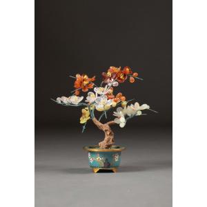 Ornamental Tree Made Of Hard Stones, China, 20th Century