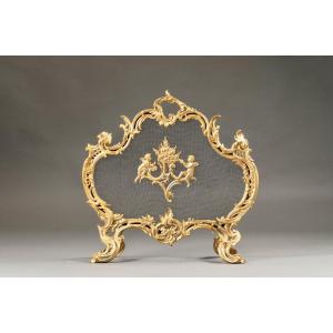 Louis XV Style Gilt Bronze Fireplace Screen