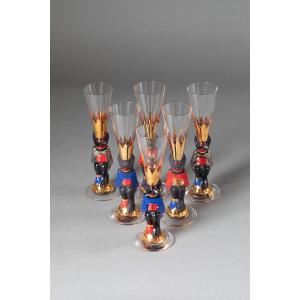 Orrefors Nobel – Set Of 6 Gunnar Cyrén Liqueur Glasses – Swedish Design
