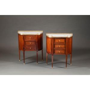 Pair Of Louis XVI-style Half-moon Bedside Tables