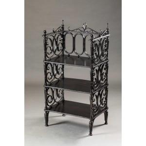 Napoleon III Salon Shelf In Blackened Wood - 19th Century