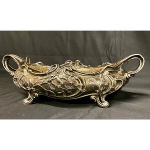 Victor Saglier "art-nouveau Planter In Silver Metal"