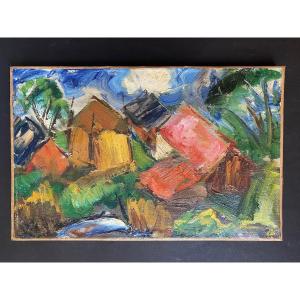 «cubist Landscape ». Early XXth Oil On Canvas.