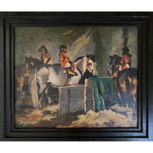 “ The Little Cavalier Monkeys”. Oil On Panel. French School Early XXth.