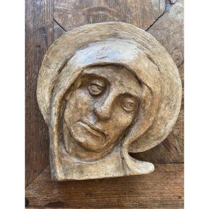 XIXth Workshop Plaster. Mater Dolorosa. Face Of The “virgin Of Sorrows”.