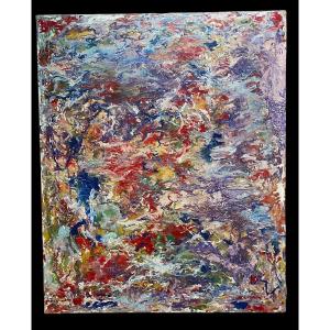 “ Dripping”. Oil On Canvas . Abstract Composition. French School Mid-20th Century.