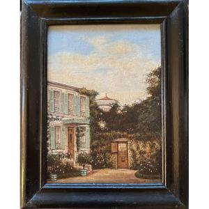 “ House With Green Shutters”. A. Leclerc. La Varenne. 1919. Oil On Canvas Board.