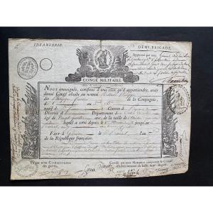 Military Leave 1799. Rolland Philippe. Infantry - 38 Demi-brigade. 