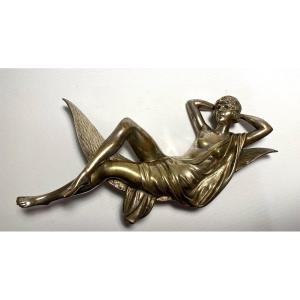 Art Deco Bronze. Woman Lying In A Hammock. 1920s.