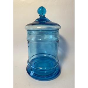 19th Century Blue Blown Glass Apothecary Or Confectioner's Jar.
