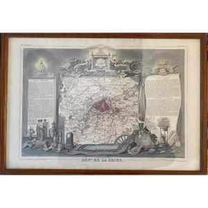 “. Dept. Of The Seine”. Framed Engraving, Mid-19th. Laguillermie And Rainaud. Atlas Levasseur.