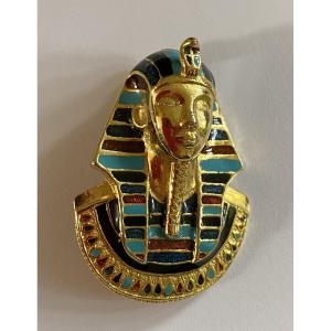 Egyptomania Brooch, Mid-20th Century. Gold-plated And Enamelled Metal. 