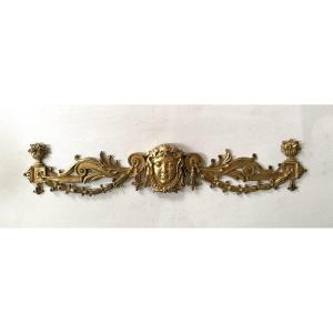 19th Century Ornamental Bronze. Antique-style Mask And Floral Decoration. 