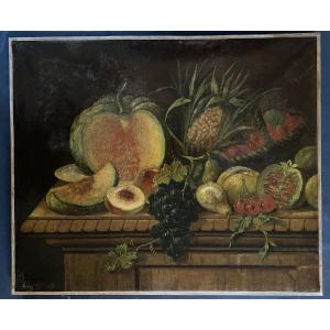 L. Regnier. Still Life With Fruit. Oil On Canvas. French School. 1889. 