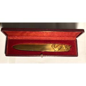 Renée Vautier. Art Deco Bronze Paper Knife In Its Case. 