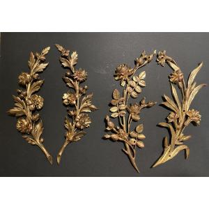 Set Of Four 19th Century Ornamental Bronzes. Flowers. 