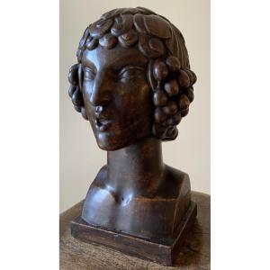 José Martin For Sue And Mare. Head Of A Young Bacchus Or Faun. Original Art Deco Plaster Cast. 