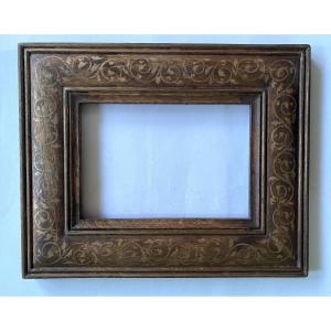 20th Century Wooden Frame. Painted Decoration Of Gilded Scrolls.