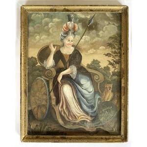 Pallas Athena Or Minerva On Her Chariot. Gouache On Paper, Late 17th/early 18th Century. 