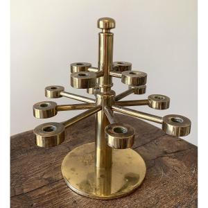 Hans-agne Jakobsson. Solid Brass Candelabra. Model L 126. Markaryd. Sweden, 1970s.