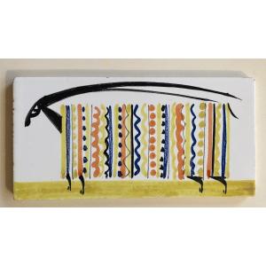 Roger Capron. Ceramic Tile. Mid XXth. Decoration Goat. 