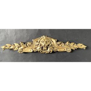 Large 19th Century Ornamental Bronze. Lion's Head And Laurel Leaves.