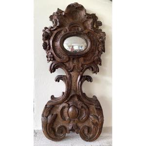 Monstrance- Reliquary In 18th Century Carved Wood. Floral Decoration.