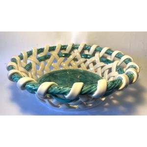 Sainte Radegonde. Large Ceramic Basket. Mid 20th Century.