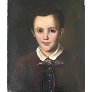 Portrait Of A Young Boy. Oil On Canvas. French School. 19th Century.