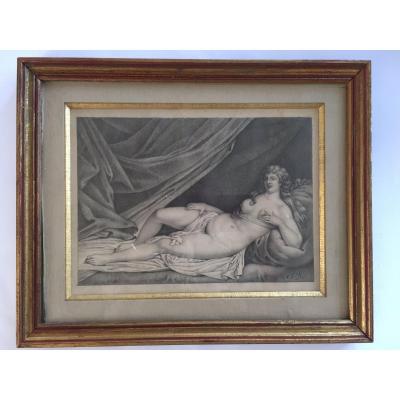 « laying Nude ». Drawing. XIXth.