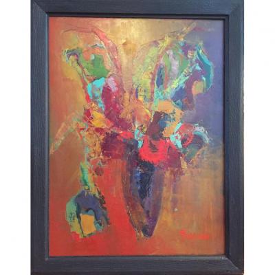 Flowers In A Vase. Oil On Canvas. Rullman.