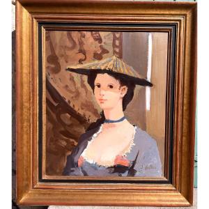 The Indochinese Hat" Painting Signed Jonathan Zutter