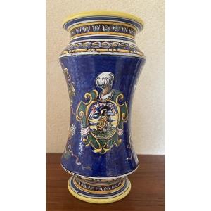 Gien Earthenware Vase With Italian Decor