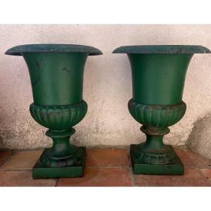 Pair Of Medici Cast Iron Vases
