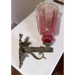 Bronze And Murano Glass Wall Lamp