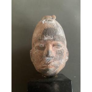 Authentic Ancient Terracotta Statue Head, Probably Egyptian