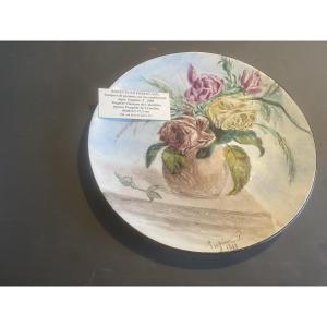 A Porcelain Plate Decorated By Eugénie Chausson Du Colombier 1816 / 1888