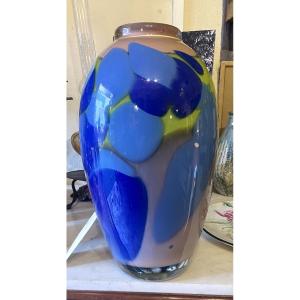 Large Vase In Blown Glass By Master Glassmaker Ada Loumani In Valbonne