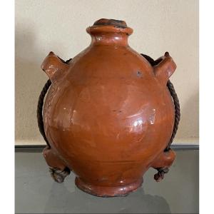 Provençal Glazed Terracotta Jug Known As A “conscience” – 19th / Early 20th Century