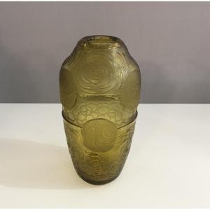 Art Deco Glass Vase Signed Montjoye (legras)