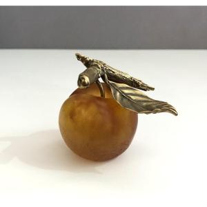 Reine Claude Sculpture In Glass Paste And Bronze Signed Daum France