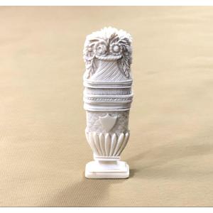 Old 19th Century Carved Ivory Needle Case