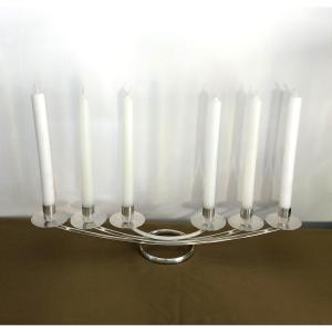 Ercuis 6-light Silver Metal Chandelier, Olea Model