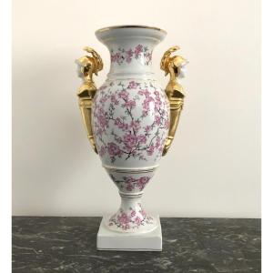 Limoges / Château Du Cruou Imposing Porcelain Vase 46 Cm