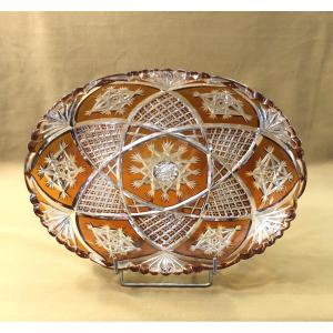 Baccarat - Antique Orange-lined Cut Crystal Tray, Mandarin Model