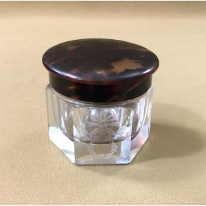 Antique Cut Crystal And Tortoiseshell Box, Vermeil Setting