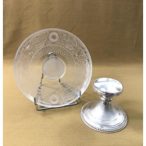 Cailar Bayard - Cut Crystal Cake Plate On Silver-plated Metal Base