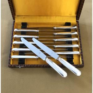 Christofle And Cardeilhac - 12 Dessert Knives - Dupleix Model