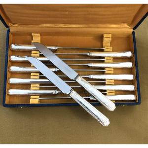 Christofle And Cardeilhac - 12 Dessert Knives - Brienne Model