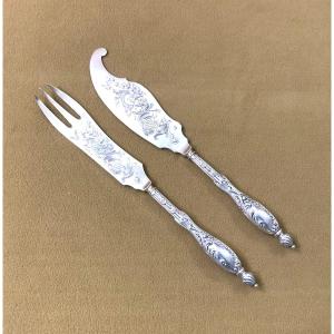 Henry Gabert - Minerve Solid Silver Liver Serving Cutlery